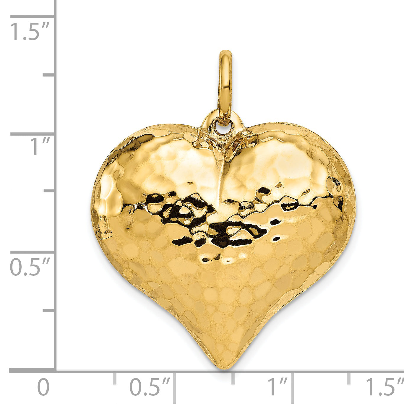 14K Gold 3D Heart Pendant with Polished & Hammered Finish