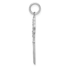 14K White Gold Diamond-Cut Key Charm with Polished Finish Elegant and Solid