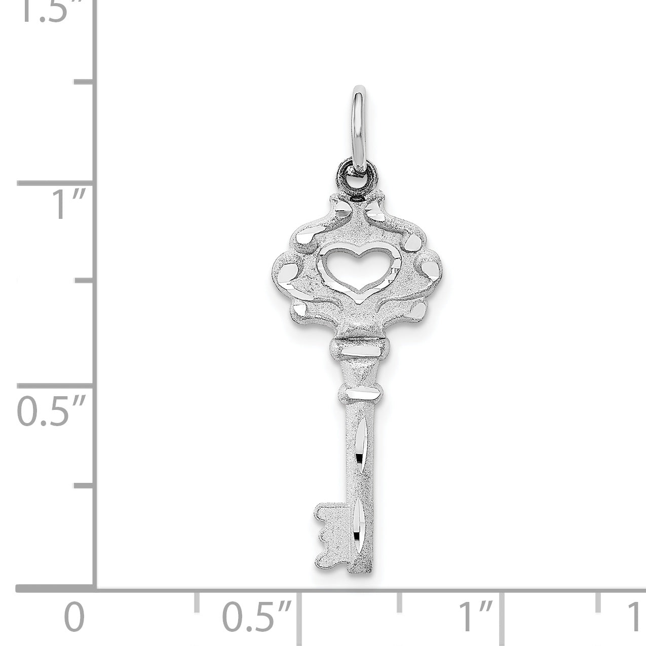 14K White Gold Diamond-Cut Key Charm with Polished Finish Elegant and Solid