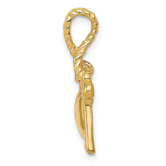 14K Polished Key Tied to Heart Lock Charm