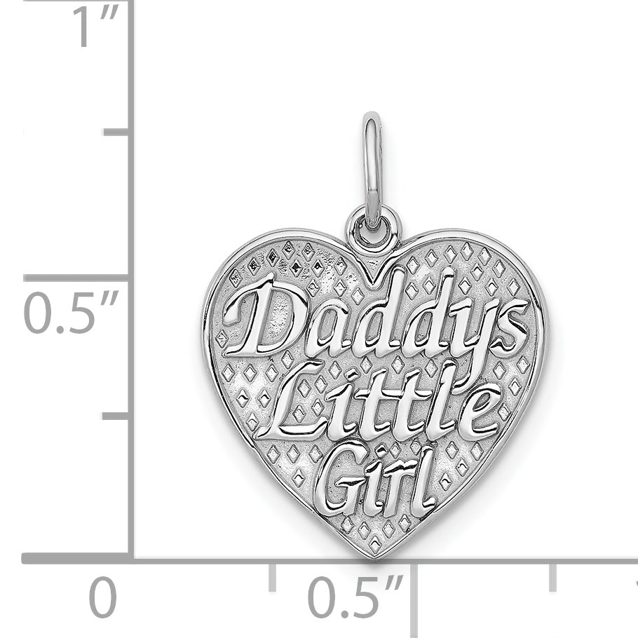 14k White Gold Polished DADDYS LITTLE GIRL in Heart Charm