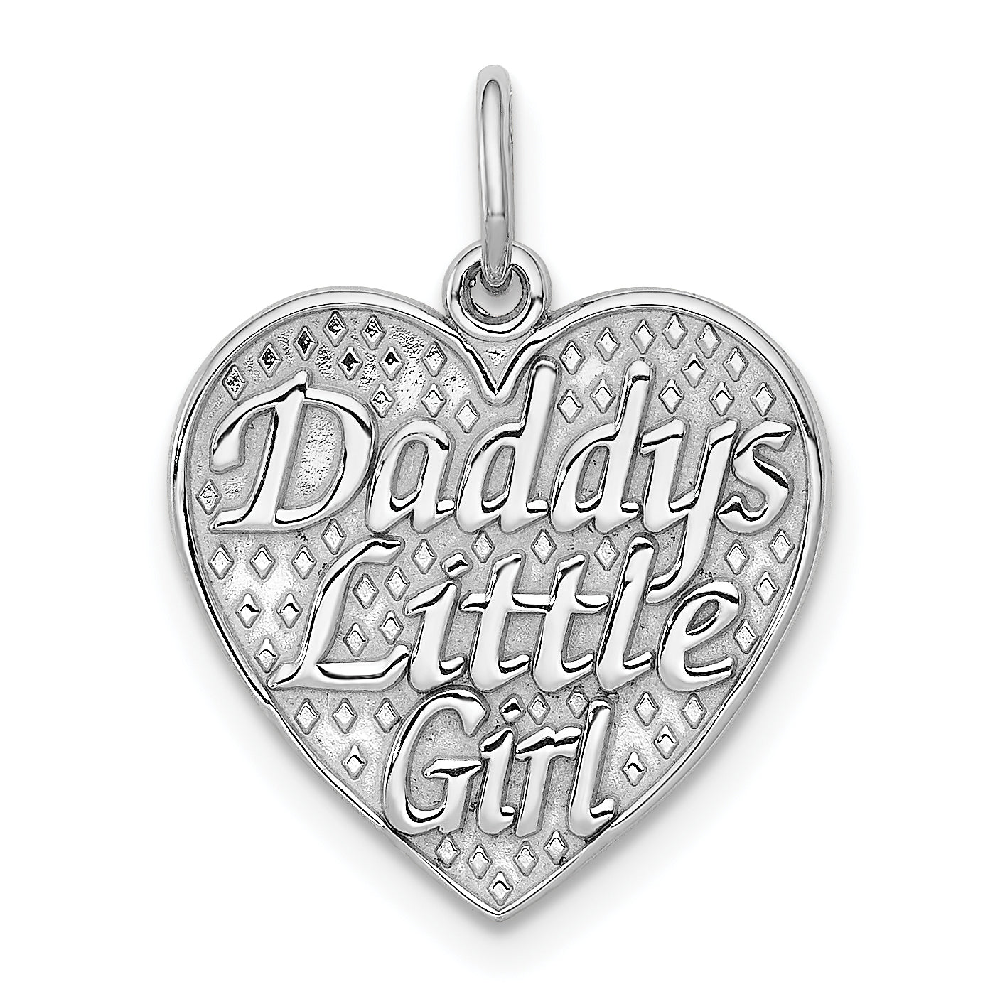 14k White Gold Polished DADDYS LITTLE GIRL in Heart Charm