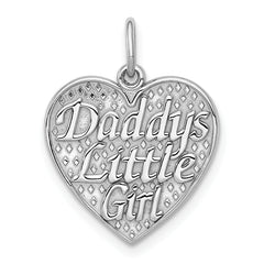 14k White Gold Polished DADDYS LITTLE GIRL in Heart Charm