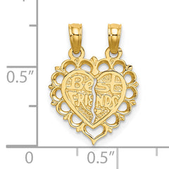 14k Polished BEST FRIEND 2 Piece Break-Apart Heart Charm