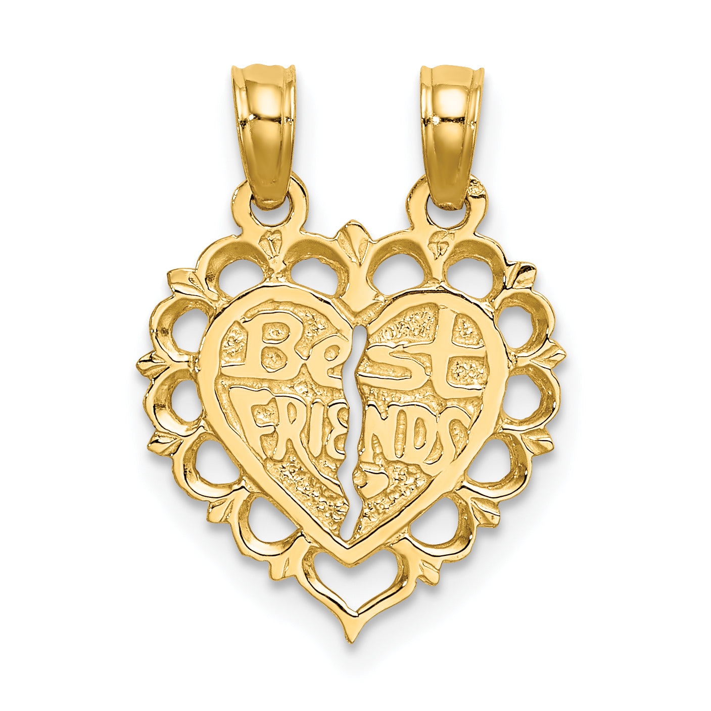 14k Polished BEST FRIEND 2 Piece Break-Apart Heart Charm