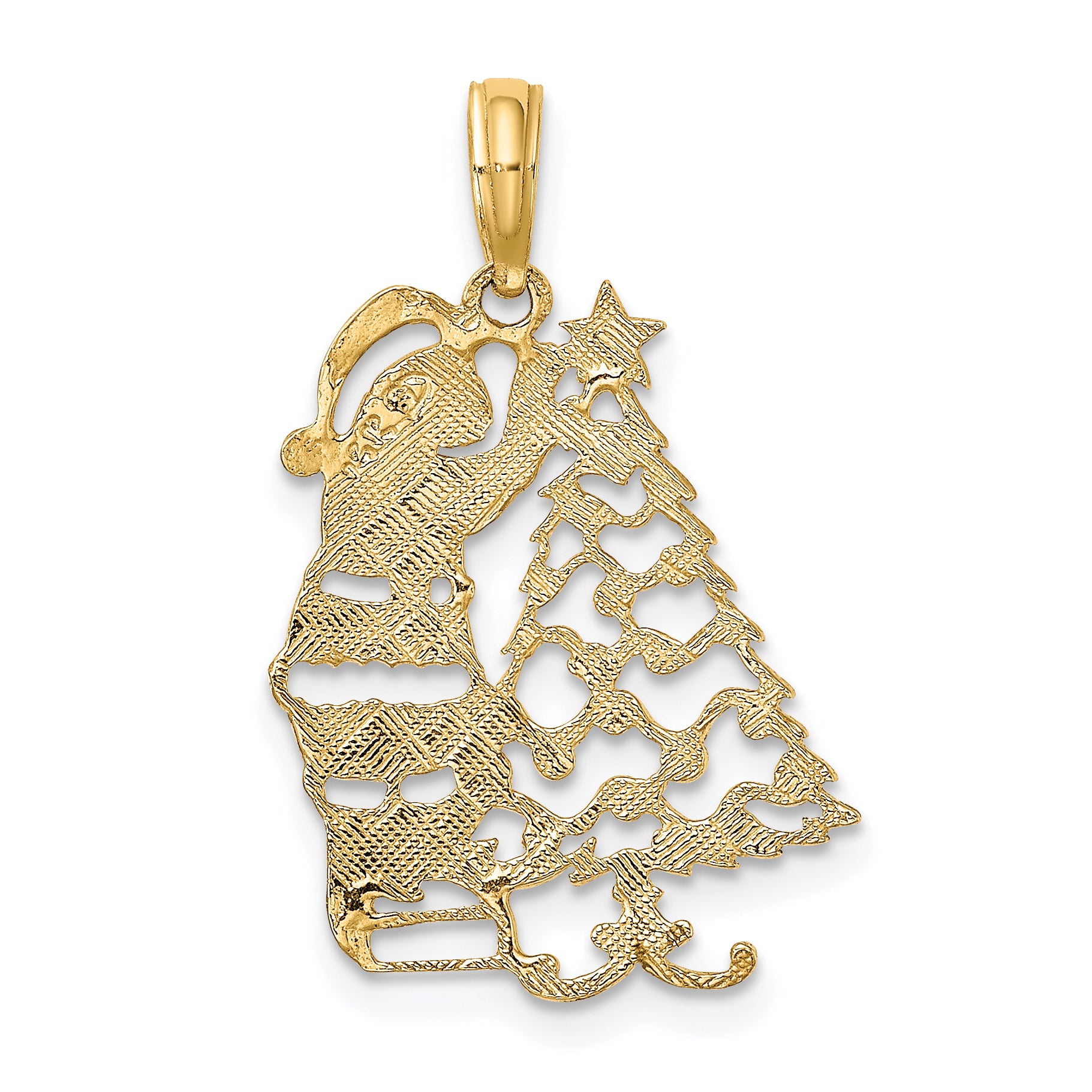 14k Polished Christmas Tree and Santa Charm