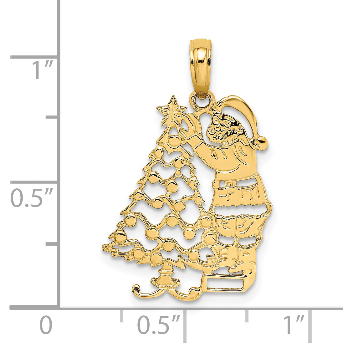 14k Polished Christmas Tree and Santa Charm