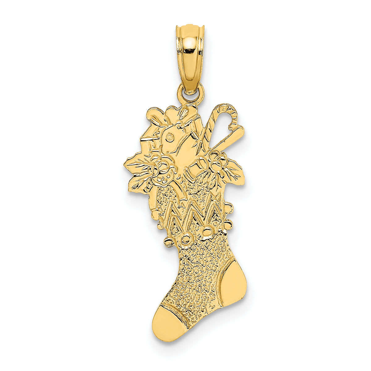 14k Polished Christmas Stocking Charm