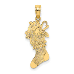 14k Polished Christmas Stocking Charm