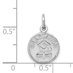 14K White Gold Graduation Disc Charm with Polished Finish  Gift-Ready