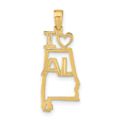 14k Solid Alabama State Pendant