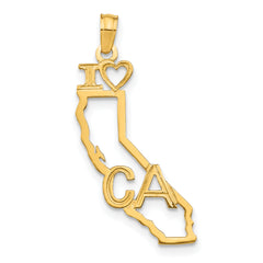 14k Solid California State Pendant