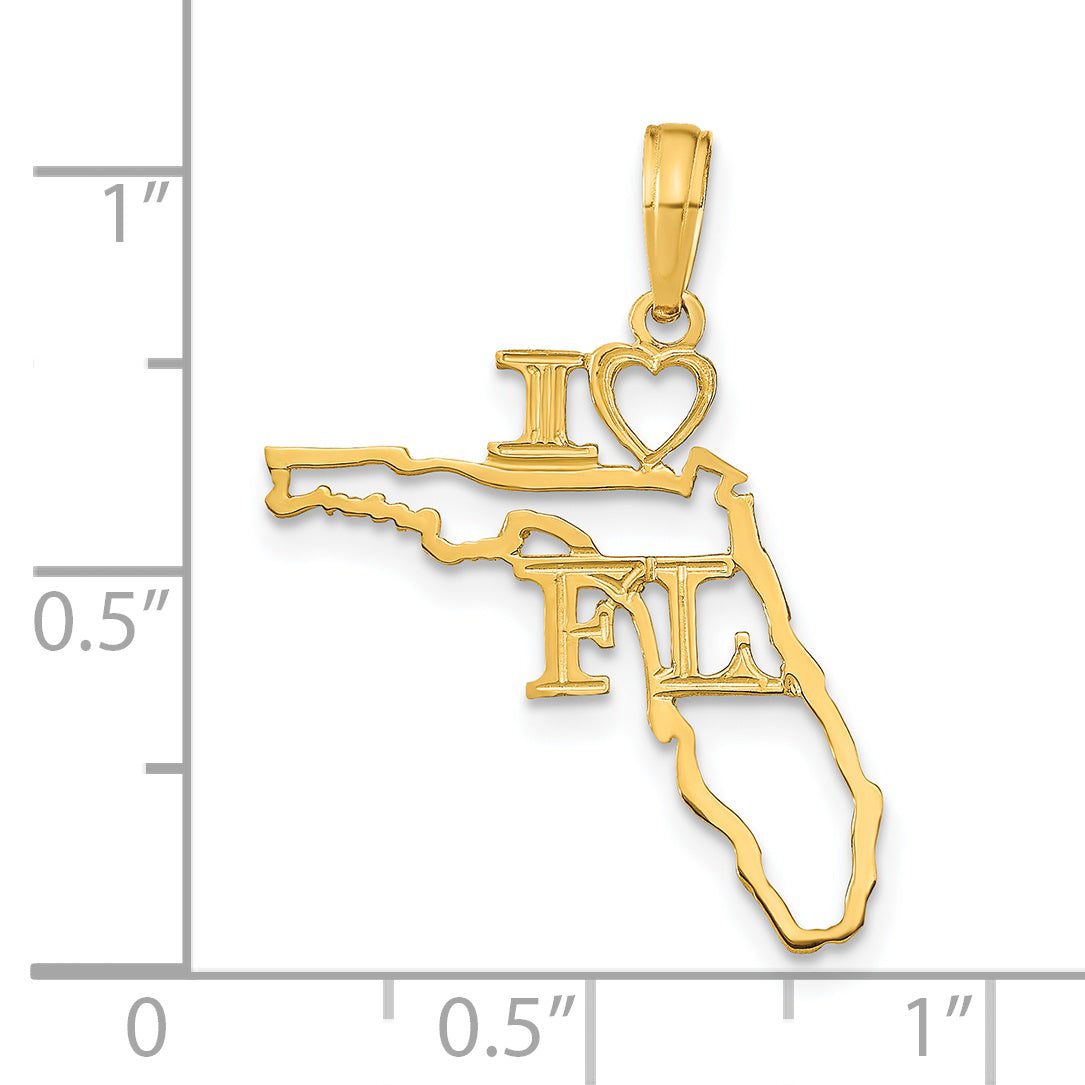 14k Solid Florida State Pendant