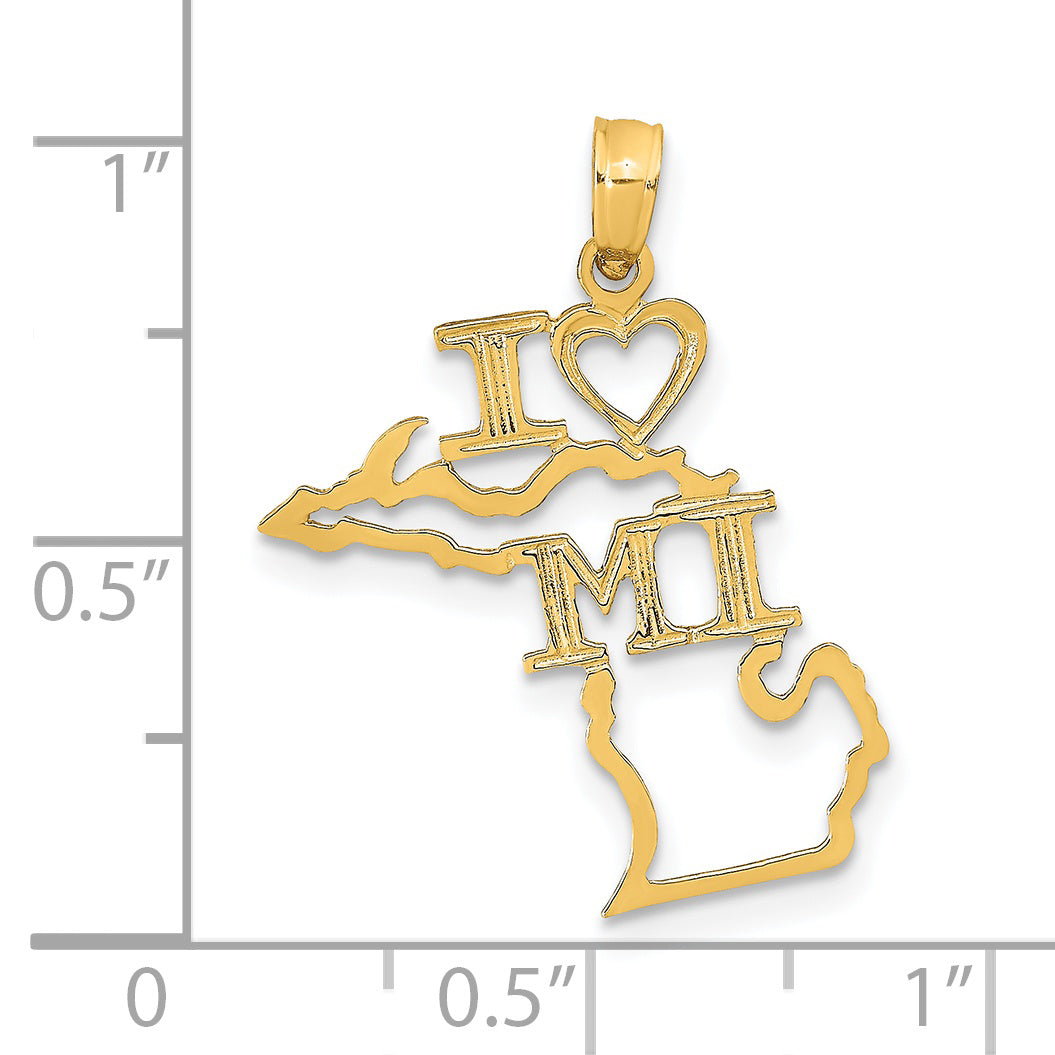 14k Solid Michigan State Pendant