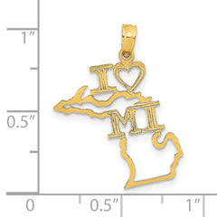 14k Solid Michigan State Pendant