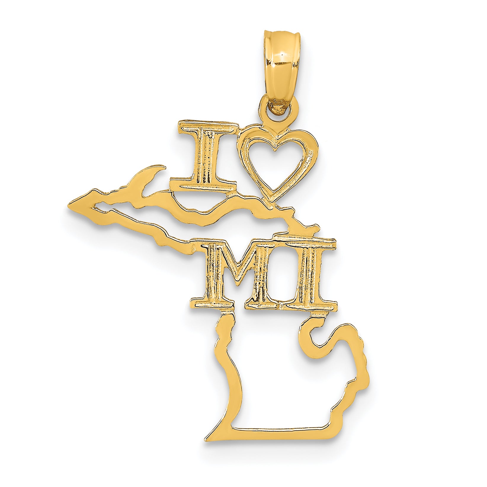 14k Solid Michigan State Pendant