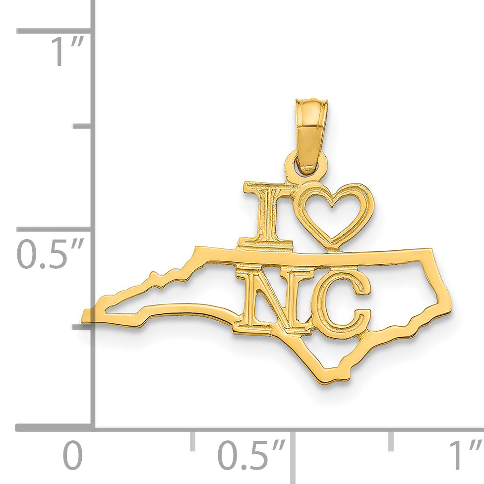 14k Solid North Carolina State Pendant