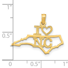 14k Solid North Carolina State Pendant