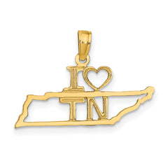 14k Solid Tennessee State Pendant