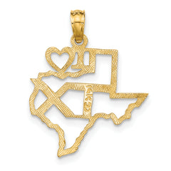 14k Solid Texas State Pendant