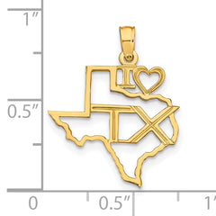 14k Solid Texas State Pendant