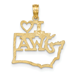 14k Solid Washington State Pendant