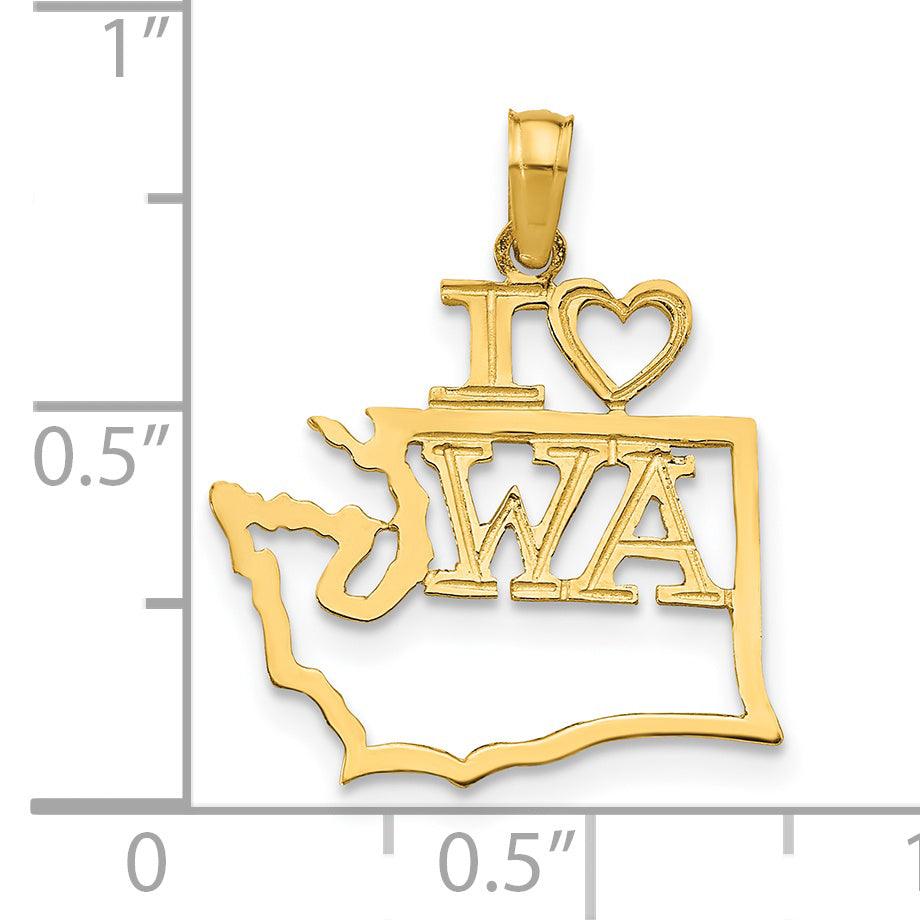 14k Solid Washington State Pendant