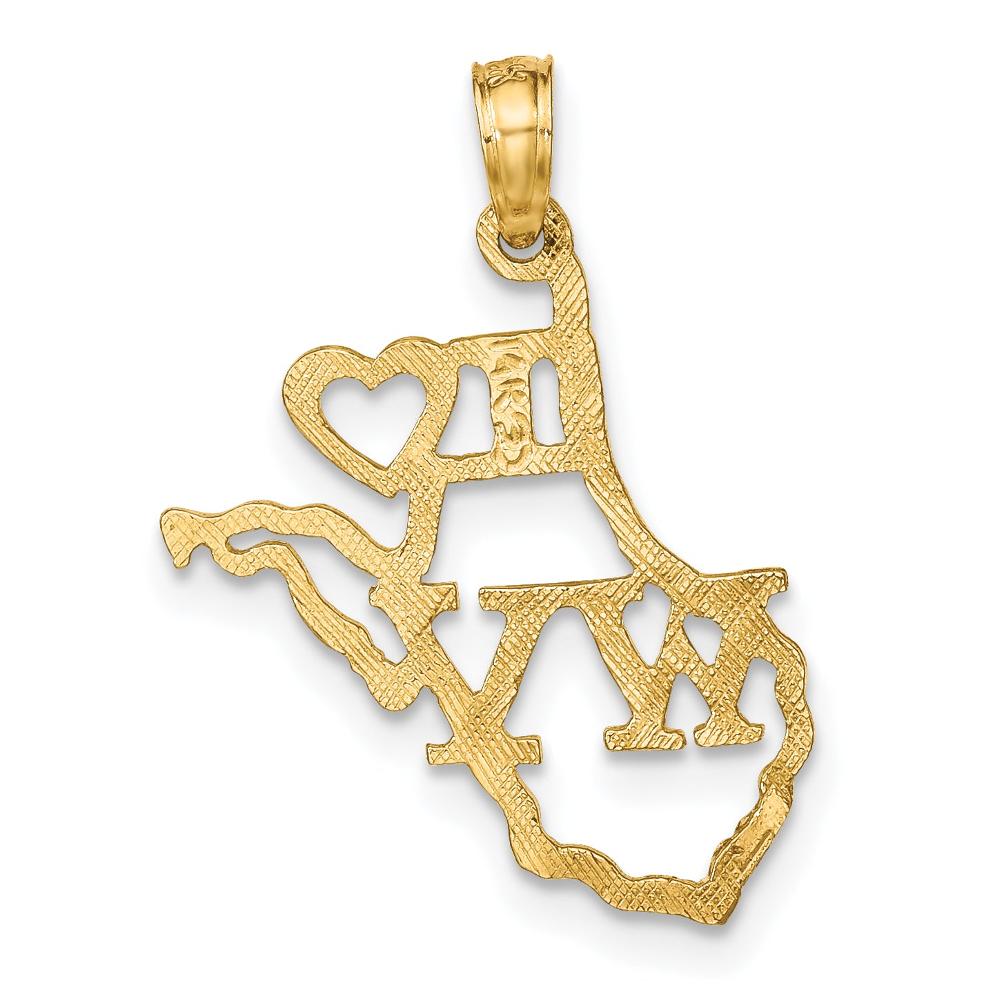 14k Solid West Virginia State Pendant