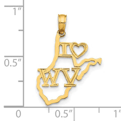 14k Solid West Virginia State Pendant