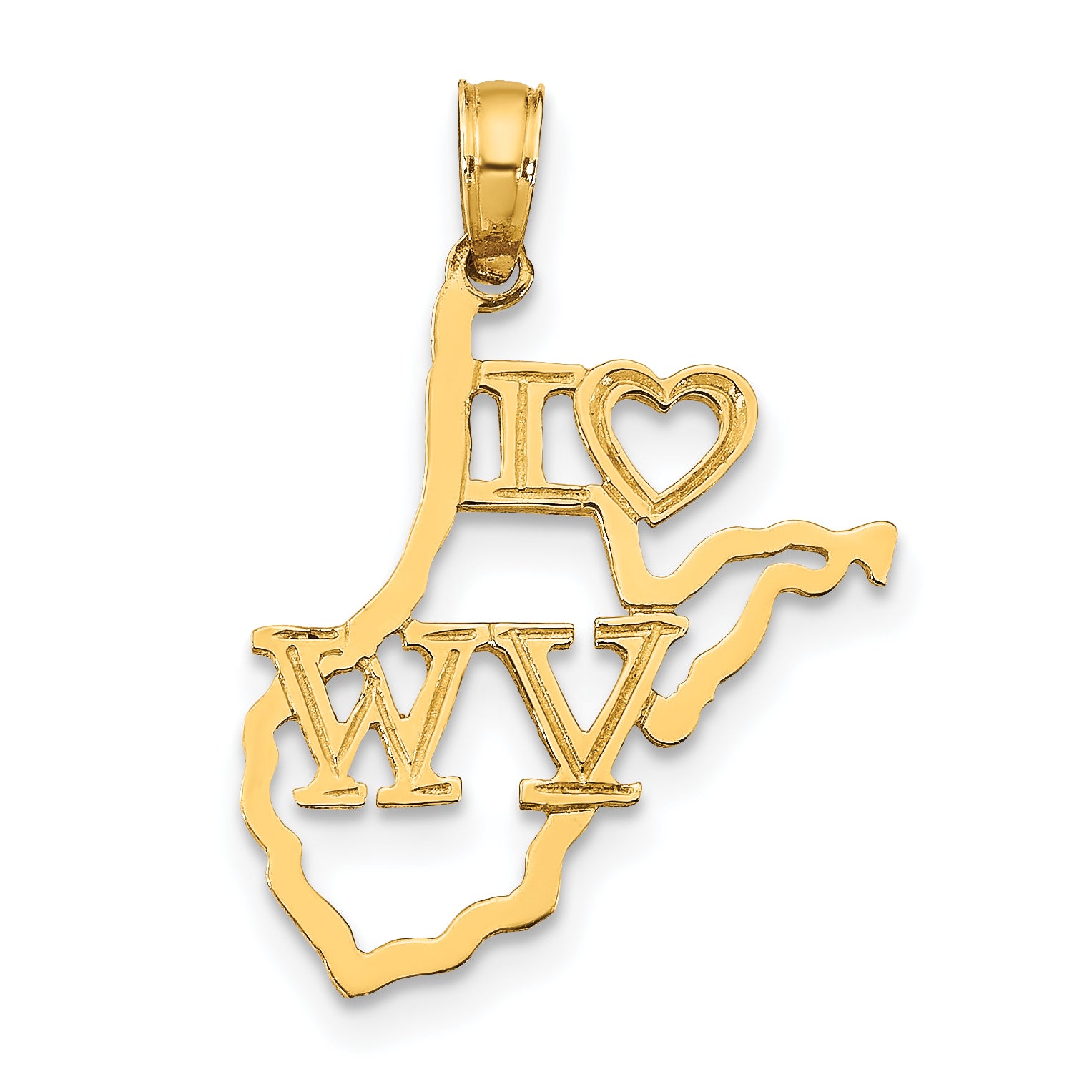 14k Solid West Virginia State Pendant