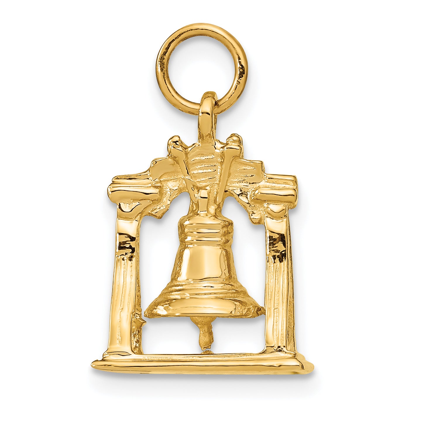 14K Gold Polished 3D Liberty Bell Charm  Solid, Textured, Themed