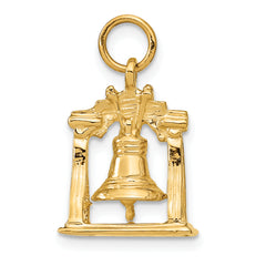 14K Gold Polished 3D Liberty Bell Charm  Solid, Textured, Themed