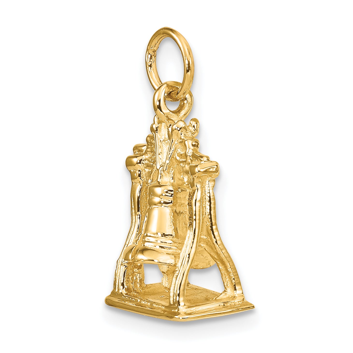 14K Gold Polished 3D Liberty Bell Charm  Solid, Textured, Themed