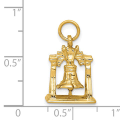 14K Gold Polished 3D Liberty Bell Charm  Solid, Textured, Themed