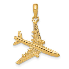 14K Gold 3D Jet Pendant for Men with Polished Solid Design