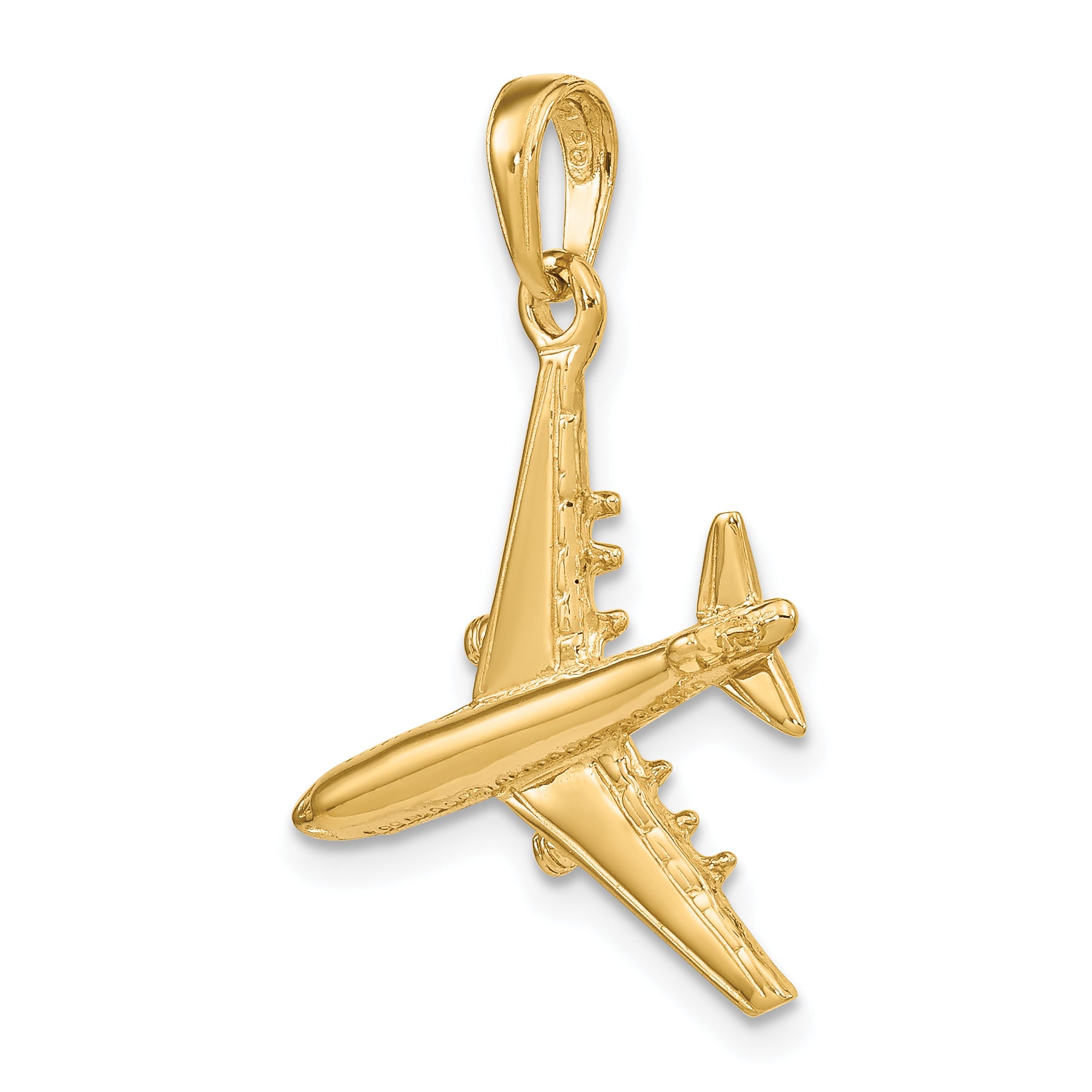 14K Gold 3D Jet Pendant for Men with Polished Solid Design