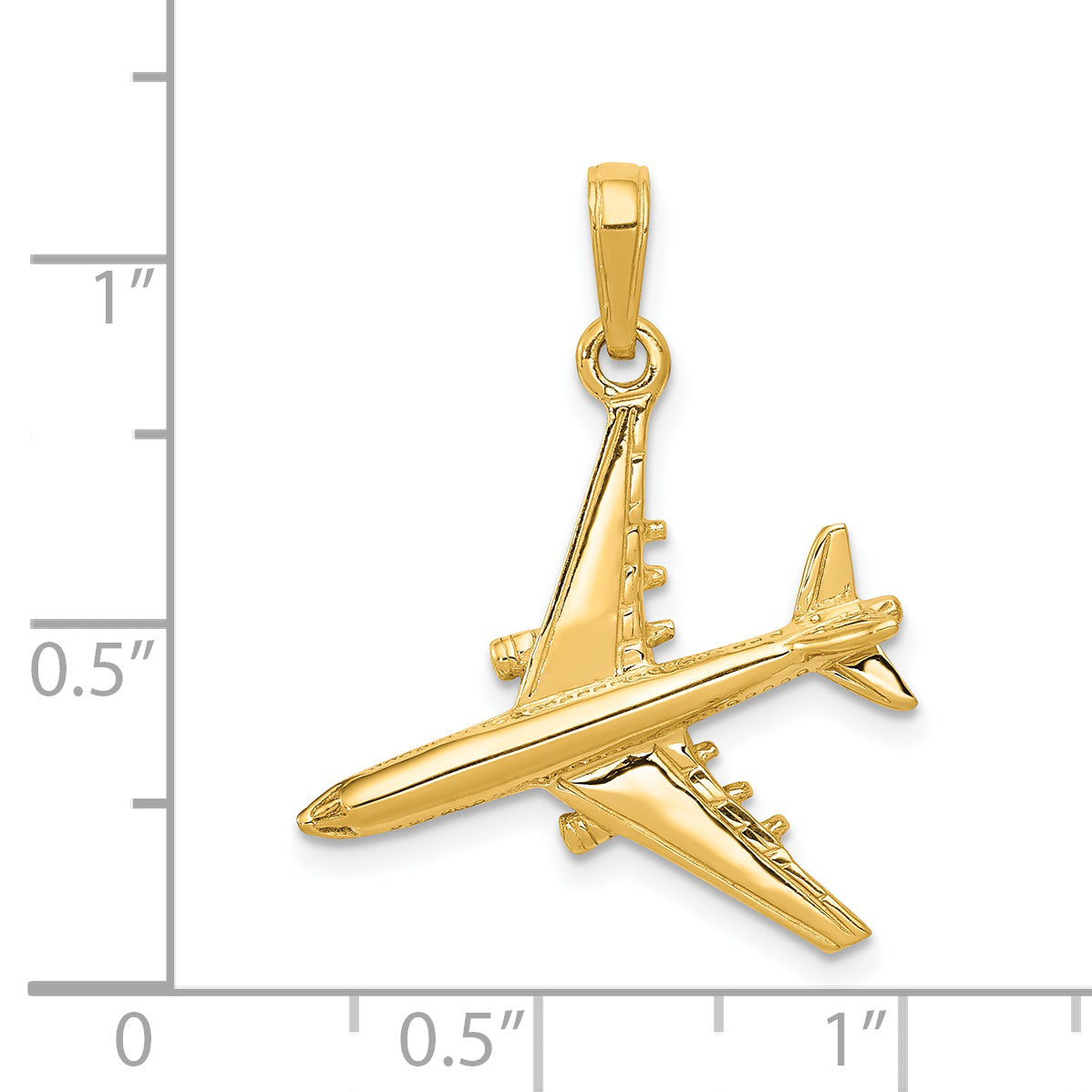 14K Gold 3D Jet Pendant for Men with Polished Solid Design