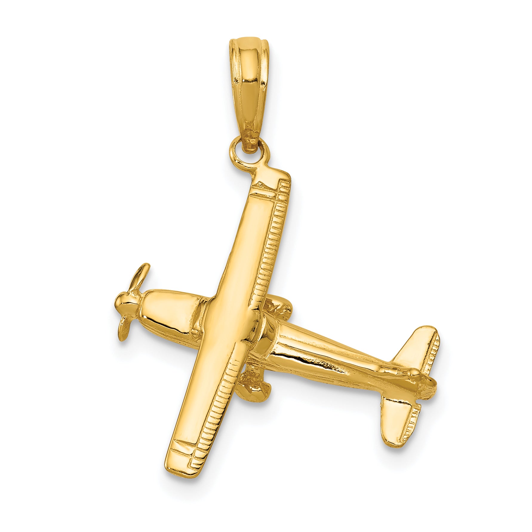 14k 3-D High-Wing Airplane Pendant