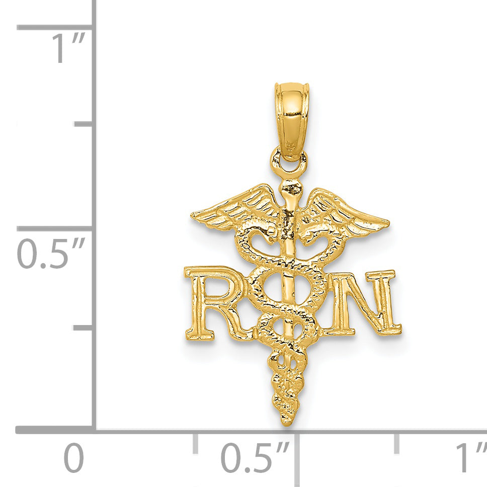 14K Gold Polished R.N. Pendant with Solid Cast Design