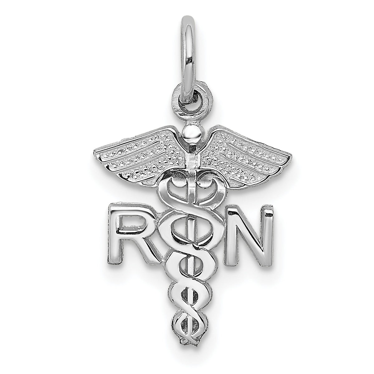 14k White Gold RN Charm