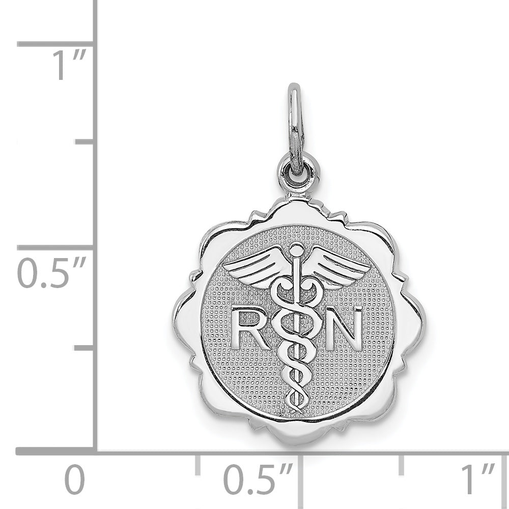 14k White Gold RN Registered Nurse Disc Charm