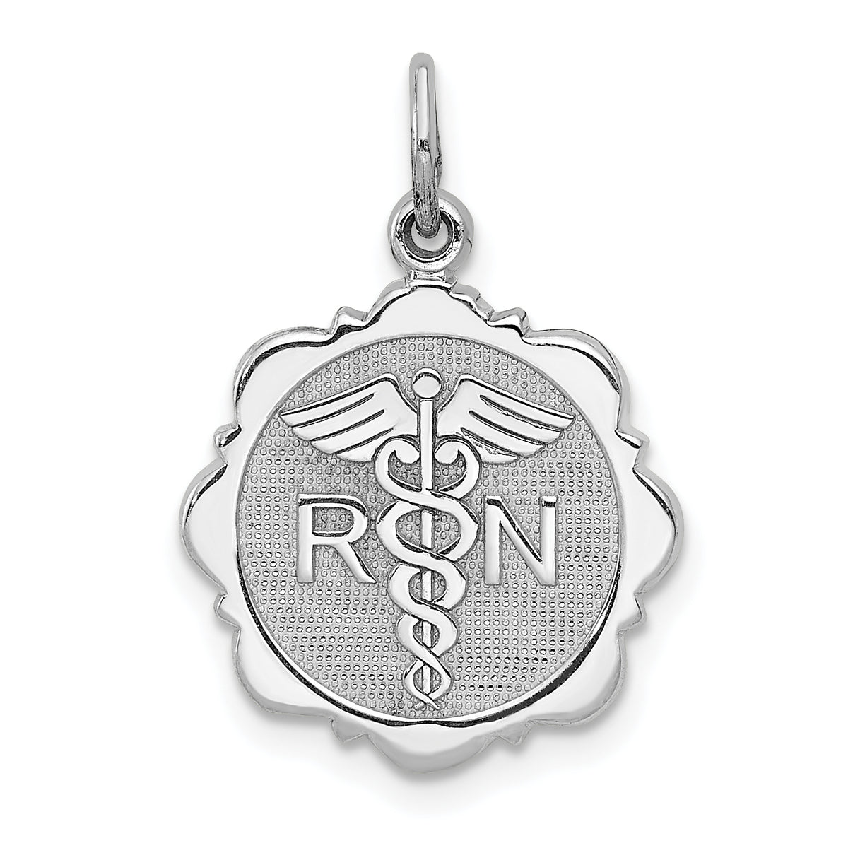 14k White Gold RN Registered Nurse Disc Charm