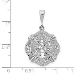 14k White Gold FIRE RESCUE Pendant