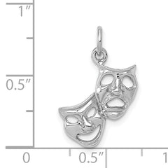 14K White Gold Comedy/Tragedy Charm with Polished Finish, Open-Back Design.