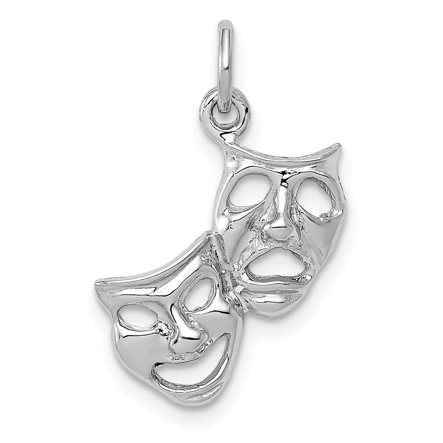 14k White Gold Polished Open-Backed Comedy/Tragedy Charm