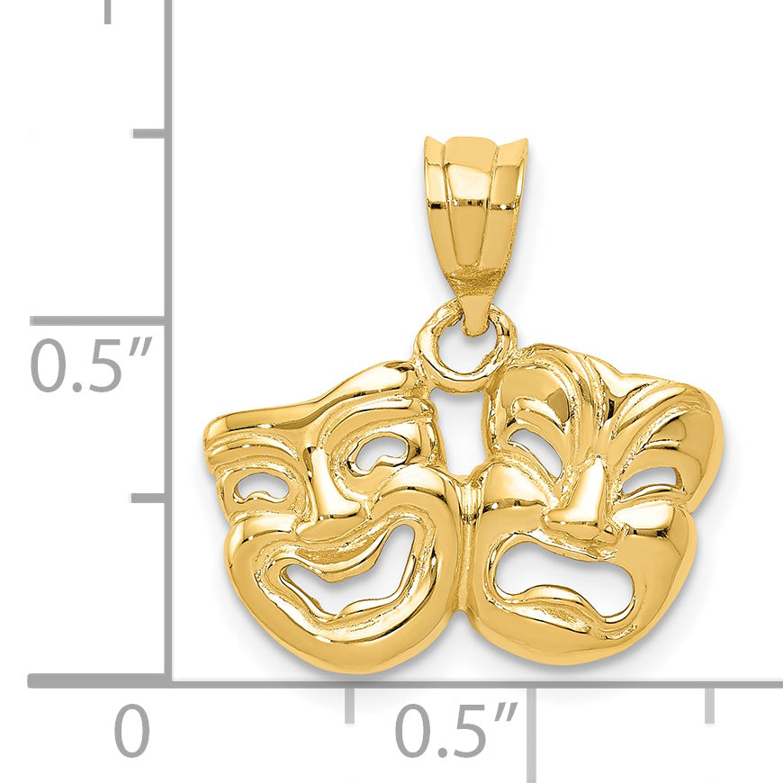 14k Polished Open-Backed Comedy/Tragedy Pendant