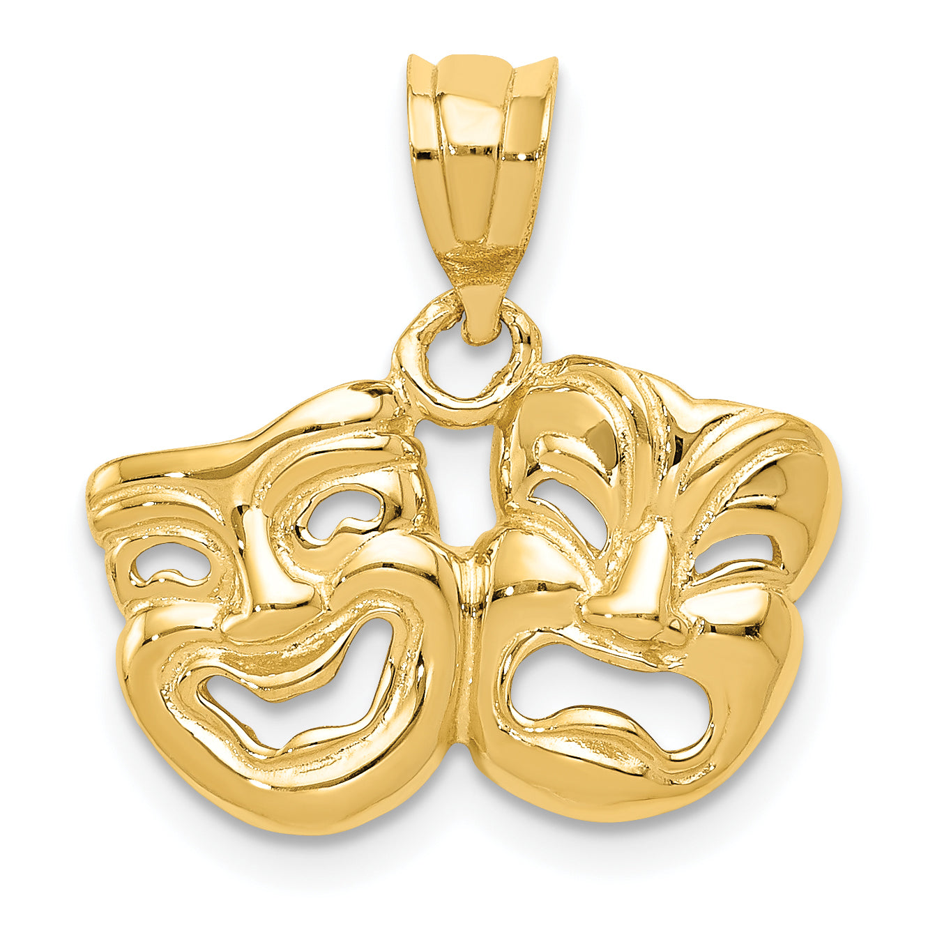 14k Polished Open-Backed Comedy/Tragedy Pendant