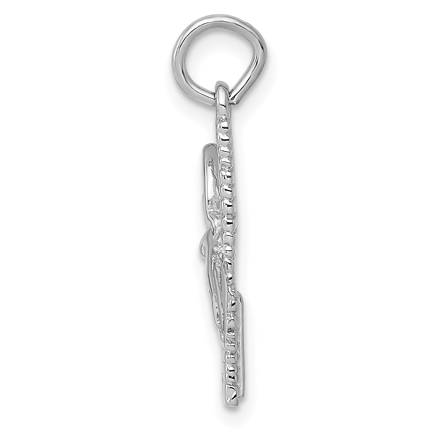 14k White Gold Satin Diamond-cut Comb and Scissors Charm