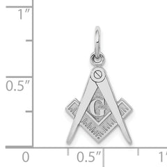 14k White Gold Polished & Textured Masonic Symbol Charm