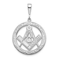 14k White Gold Polished & Textured Large Masonic Symbol Pendant